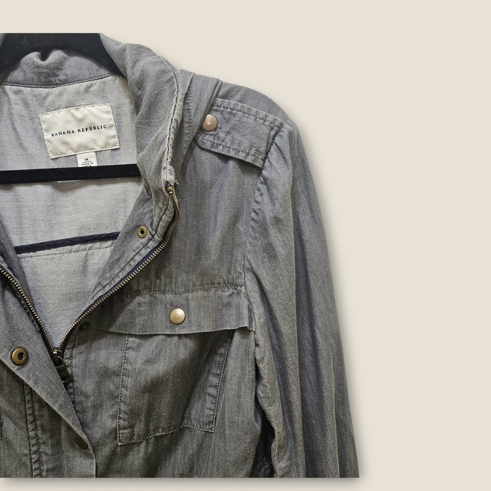 Banana Republic Women's Gray Cotton Utility Anorak Jacket with Hood - M - Picture 3 of 13